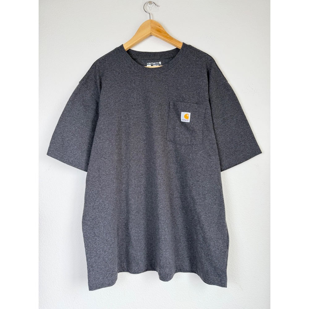 Carhartt Mens Cotton Blend T-Shirt XL Grey Loose Fit Heavyweight Pocket Tee